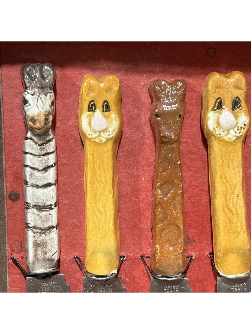 Vintage Boston Warehouse Butter Spreader Cheese Knife 6 Pc. Set Zoo Animals